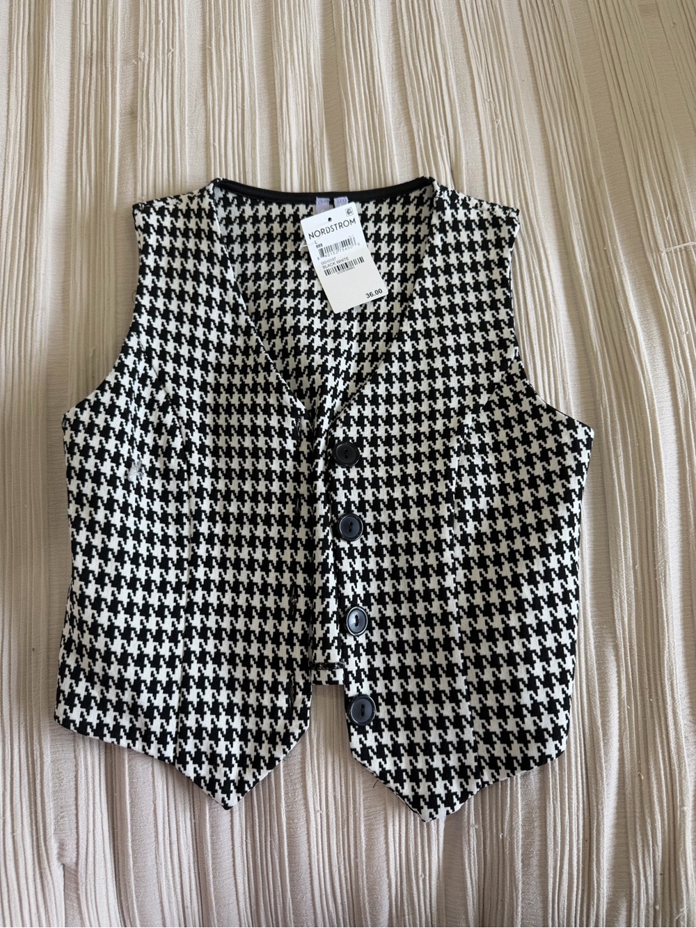 Nordstrom Black & White Houndstooth Button Vest